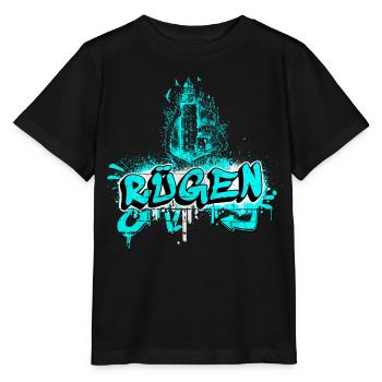 Rügen Graffiti Lighthouse Design - Stanley/Stella MINI CREATOR Kids’ T-Shirt - black - Front - Mikhail (115cm)
