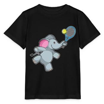 Elephant Tennis Racket - Stanley/Stella MINI CREATOR Kids’ T-Shirt - black - Front - Mikhail (115cm)