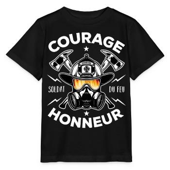 Soldat du feu Courage Honneur Cadeau Pompier - T-shirt bio MINI CREATOR Stanley/Stella Enfant - noir - Devant - Mikhail (115cm)