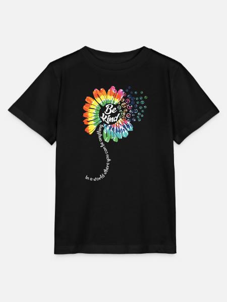 Be Kind Tie Dye Flower Power Hippie - Stanley/Stella MINI CREATOR T-skjorte for barn - svart