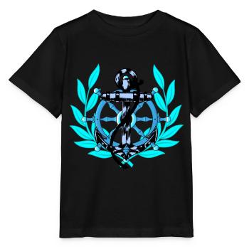 Steuerrad Anker maritim Seefahrer Ahoi Schiff - Stanley/Stella Kinder T-Shirt MINI CREATOR  - Schwarz - Vorne - Mikhail (115cm)