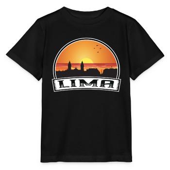 Lima Peru Skyline Vintage Sunset Souvenir de voyage - T-shirt bio MINI CREATOR Stanley/Stella Enfant - noir - Devant - Mikhail (115cm)