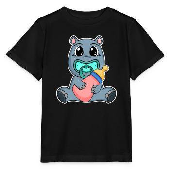 Baby Nilpferd - Stanley/Stella Kinder T-Shirt MINI CREATOR  - Schwarz - Vorne - Mikhail (115cm)