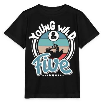 5th Birthday Pirate Ship Pirate Pirate - Stanley/Stella MINI CREATOR Kids’ T-Shirt - black - Front - Mikhail (115cm)