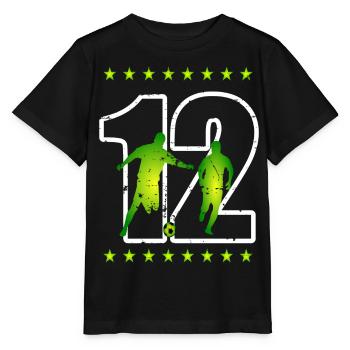 Football maillot numéro 12 - T-shirt bio MINI CREATOR Stanley/Stella Enfant - noir - Devant - Mikhail (115cm)
