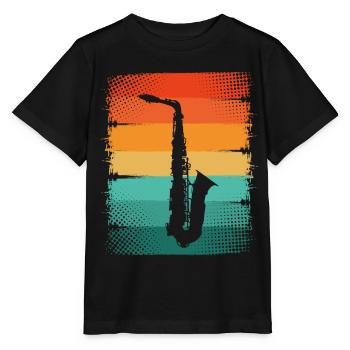 Saxophon Saxophonist - Stanley/Stella Kinder T-Shirt MINI CREATOR  - Schwarz - Vorne - Mikhail (115cm)