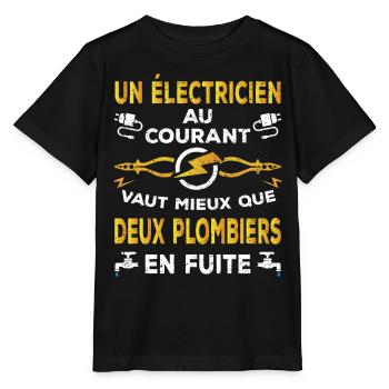 Un Électricien au courant cadeau pour électriciens - T-shirt bio MINI CREATOR Stanley/Stella Enfant - noir - Devant - Mikhail (115cm)