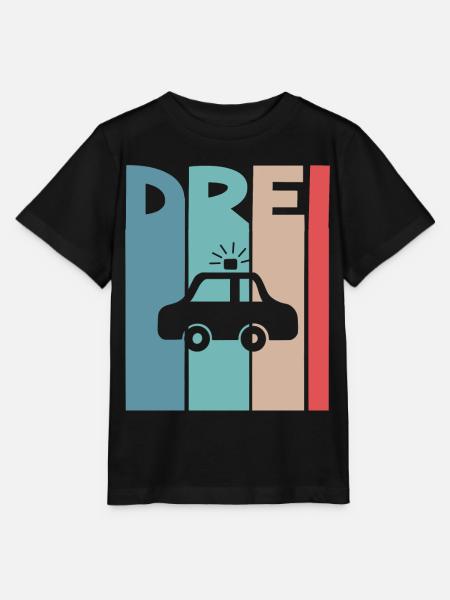 3 Jahre Polizeiauto Polizei - Stanley/Stella Kinder T-Shirt MINI CREATOR  - Schwarz
