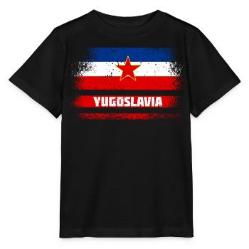Drapeaux vintage Yougoslavie - T-shirt bio MINI CREATOR Stanley/Stella Enfant - noir - Devant - Mikhail (115cm)