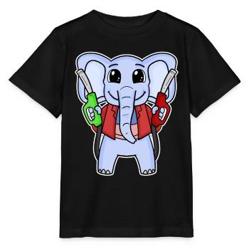 Tankwart Elefant Tankstelle - Stanley/Stella Kinder T-Shirt MINI CREATOR  - Schwarz - Vorne - Mikhail (115cm)