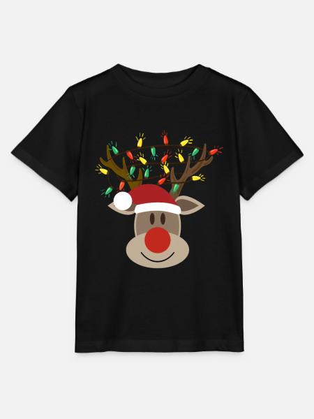 Elchkopf Rudolph Elch Rentier - Stanley/Stella Kinder T-Shirt MINI CREATOR - Schwarz