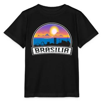 Brasilia Brazil Skyline Vintage Sunset Travel Souv - Stanley/Stella MINI CREATOR Kids’ T-Shirt - black - Front - Mikhail (115cm)