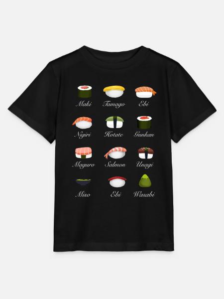 Przegląd zestawu sushi Menu Japonia Manga Jedzenie - Koszulka dziecięca Stanley/Stella MINI CREATOR  - czarny