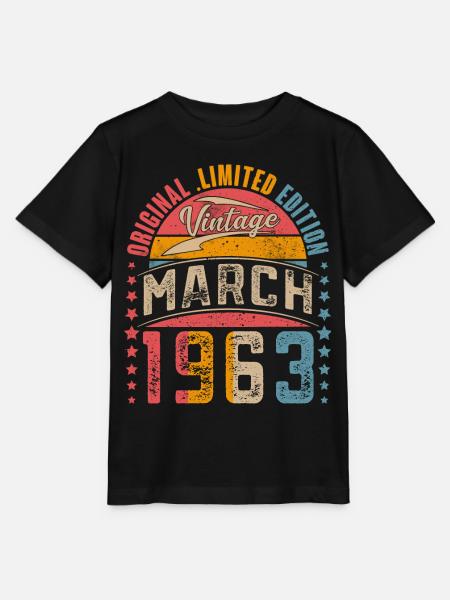 1963 Geburtsjahr März Geburtstag - Stanley/Stella Kinder T-Shirt MINI CREATOR  - Schwarz