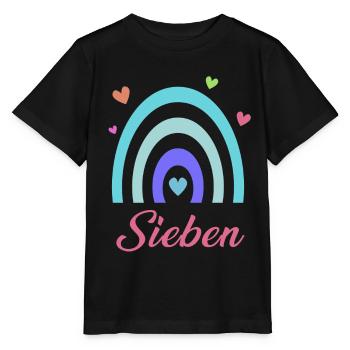 7. Geburtstag Regenbogen - Stanley/Stella Kinder T-Shirt MINI CREATOR  - Schwarz - Vorne - Mikhail (115cm)