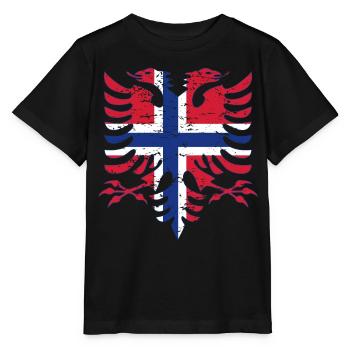 Albanien Norwegen Flagge used look - Stanley/Stella Kinder T-Shirt MINI CREATOR  - Schwarz - Vorne - Mikhail (115cm)