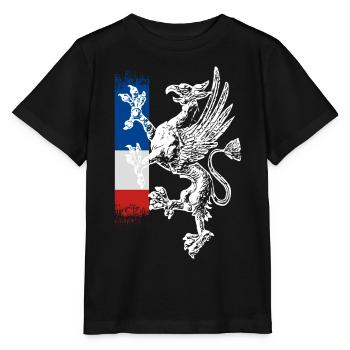 griffon debout bleu blanc rouge Rostock - T-shirt bio MINI CREATOR Stanley/Stella Enfant - noir - Devant - Mikhail (115cm)