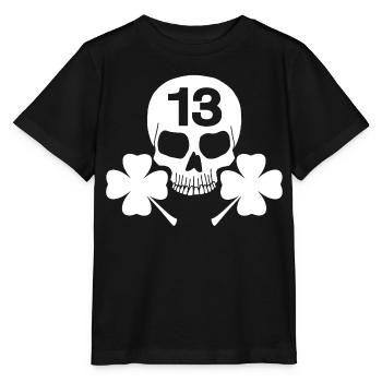 Crâne blanc porte-bonheur - T-shirt bio MINI CREATOR Stanley/Stella Enfant - noir - Devant - Mikhail (115cm)