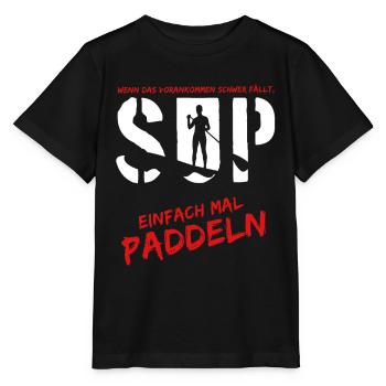 paddeln und surfen - Stanley/Stella Kinder T-Shirt MINI CREATOR  - Schwarz - Vorne - Mikhail (115cm)