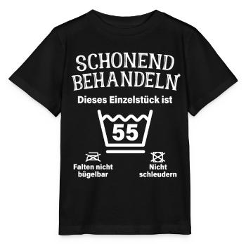 Schonend Behandeln 55. Geburtstag Einzelstück 55 - Stanley/Stella Kinder T-Shirt MINI CREATOR  - Schwarz - Vorne - Mikhail (115cm)