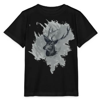 Hirschkopf - Prachtexemplar - Stanley/Stella Kinder T-Shirt MINI CREATOR  - Schwarz - Vorne - Mikhail (115cm)
