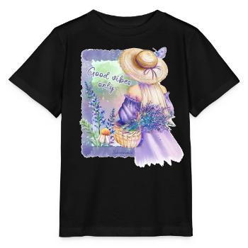 Pastellblumen GuteVibes - Stanley/Stella Kinder T-Shirt MINI CREATOR  - Schwarz - Vorne - Mikhail (115cm)