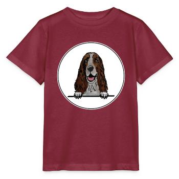 Englisch Springer Spaniel Hund für Peeking Dog Lover - Stanley/Stella Kinder T-Shirt MINI CREATOR  - Burgunderrot - Vorne - Kain (125cm)