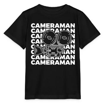 Oldschool Kameramann - Stanley/Stella Kinder T-Shirt MINI CREATOR  - Schwarz - Vorne - Mikhail (115cm)