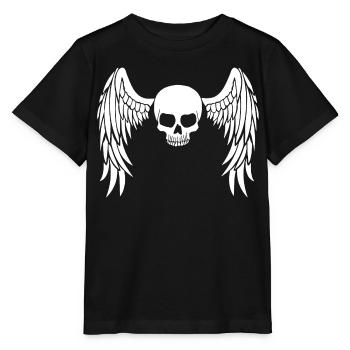 Weißer geflügelter Schädel - Stanley/Stella Kinder T-Shirt MINI CREATOR  - Schwarz - Vorne - Mikhail (115cm)