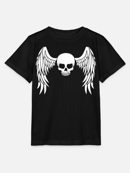 Weißer geflügelter Schädel - Stanley/Stella Kinder T-Shirt MINI CREATOR - Schwarz