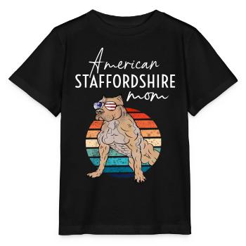 American Staffordshire Mom Vintage - Stanley/Stella Kinder T-Shirt MINI CREATOR  - Schwarz - Vorne - Mikhail (115cm)