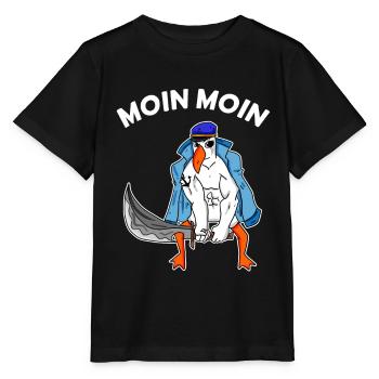 Möwe mit Schwert Moin Begrüßung - Stanley/Stella Kinder T-Shirt MINI CREATOR  - Schwarz - Vorne - Mikhail (115cm)