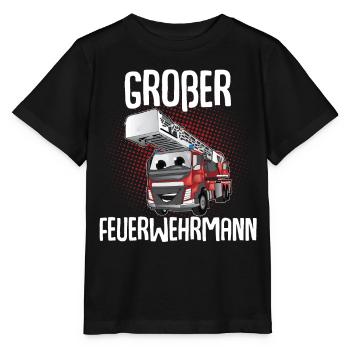 Großer Bruder Großer Feuerwehrmann - Stanley/Stella Kinder T-Shirt MINI CREATOR  - Schwarz - Vorne - Mikhail (115cm)