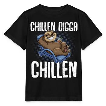 Chillen Digga Chillen Faultier - Stanley/Stella Kinder T-Shirt MINI CREATOR  - Schwarz - Vorne - Mikhail (115cm)