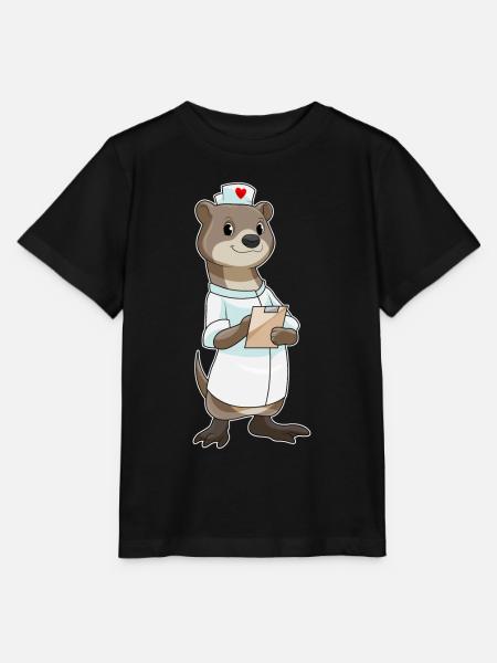 Otter Krankenschwester Herz - Stanley/Stella Kinder T-Shirt MINI CREATOR - Schwarz