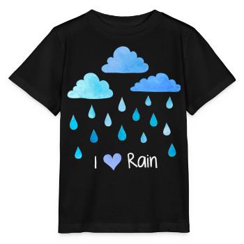 I love rain, raindrops, weather clouds, wet - Stanley/Stella MINI CREATOR Kids’ T-Shirt - black - Front - Mikhail (115cm)