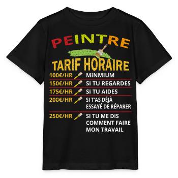 Tarif horaire peintre cadeau pour peintres - T-shirt bio MINI CREATOR Stanley/Stella Enfant - noir - Devant - Mikhail (115cm)