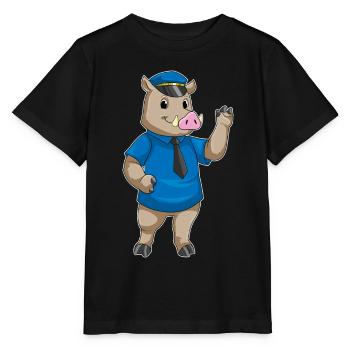Eber Polizist Polizeimütze Polizei - Stanley/Stella Kinder T-Shirt MINI CREATOR  - Schwarz - Vorne - Mikhail (115cm)