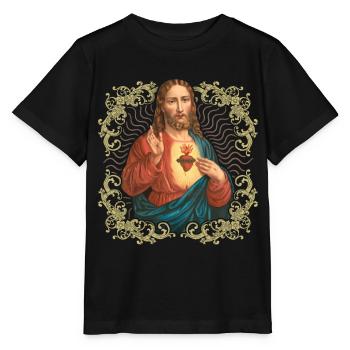 Vintage Jesus, Jesus Christ, Sacred Heart, Savior - Stanley/Stella MINI CREATOR Kids’ T-Shirt - black - Front - Mikhail (115cm)