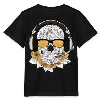 Musik Skull - Stanley/Stella Kinder T-Shirt MINI CREATOR  - Schwarz - Vorne - Mikhail (115cm)