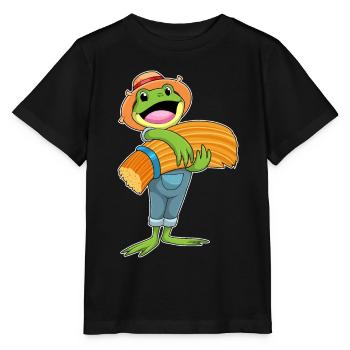 Frosch Landwirt Stroh Bauernhof - Stanley/Stella Kinder T-Shirt MINI CREATOR  - Schwarz - Vorne - Mikhail (115cm)