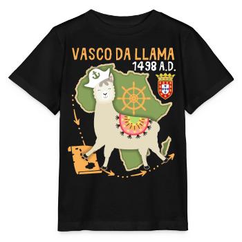 Lama-Llama, Vasco-Da-Gama, dicton drôle - T-shirt bio MINI CREATOR Stanley/Stella Enfant - noir - Devant - Mikhail (115cm)