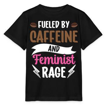 Angeheizt Durch Koffein Und Feministische Wut - Stanley/Stella Kinder T-Shirt MINI CREATOR  - Schwarz - Vorne - Mikhail (115cm)