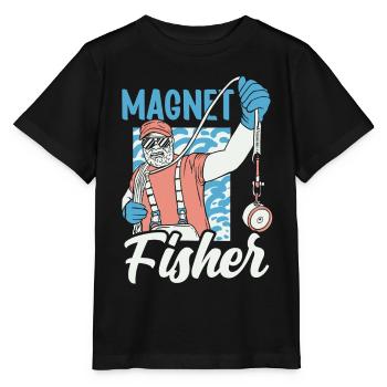 Magnet Fisherman Magnet Magnetic Fishing - Stanley/Stella MINI CREATOR Kids’ T-Shirt - black - Front - Mikhail (115cm)
