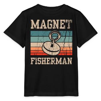 Magnet Fisherman Magnet Magnetic Fishing - Stanley/Stella MINI CREATOR Kids’ T-Shirt - black - Front - Mikhail (115cm)