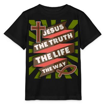 Jesus Christus Jesus-Spruch christliche Motivation - Stanley/Stella Kinder T-Shirt MINI CREATOR  - Schwarz - Vorne - Mikhail (115cm)