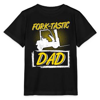 Conducteur de chariot élévateur Fourche Fourche-Tastic Papa - T-shirt bio MINI CREATOR Stanley/Stella Enfant - noir - Devant - Mikhail (115cm)