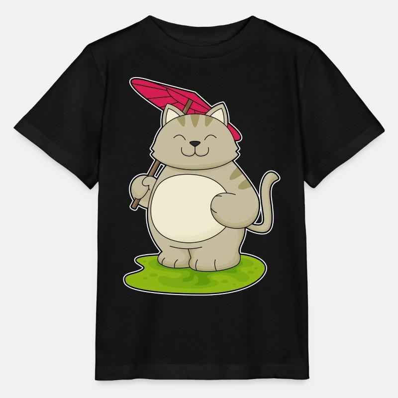 Chat avec parapluie - T-shirt bio MINI CREATOR Stanley/Stella Enfant - noir