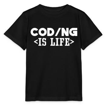 Coding Is Life Code Programmer Coder - Stanley/Stella MINI CREATOR Kids’ T-Shirt - black - Front - Mikhail (115cm)