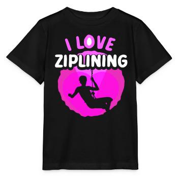 I love ziplining sport zipline zip line - Stanley/Stella MINI CREATOR Kids’ T-Shirt - black - Front - Mikhail (115cm)